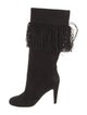 Christian Louboutin Suede Fringe Trim Accent Boots