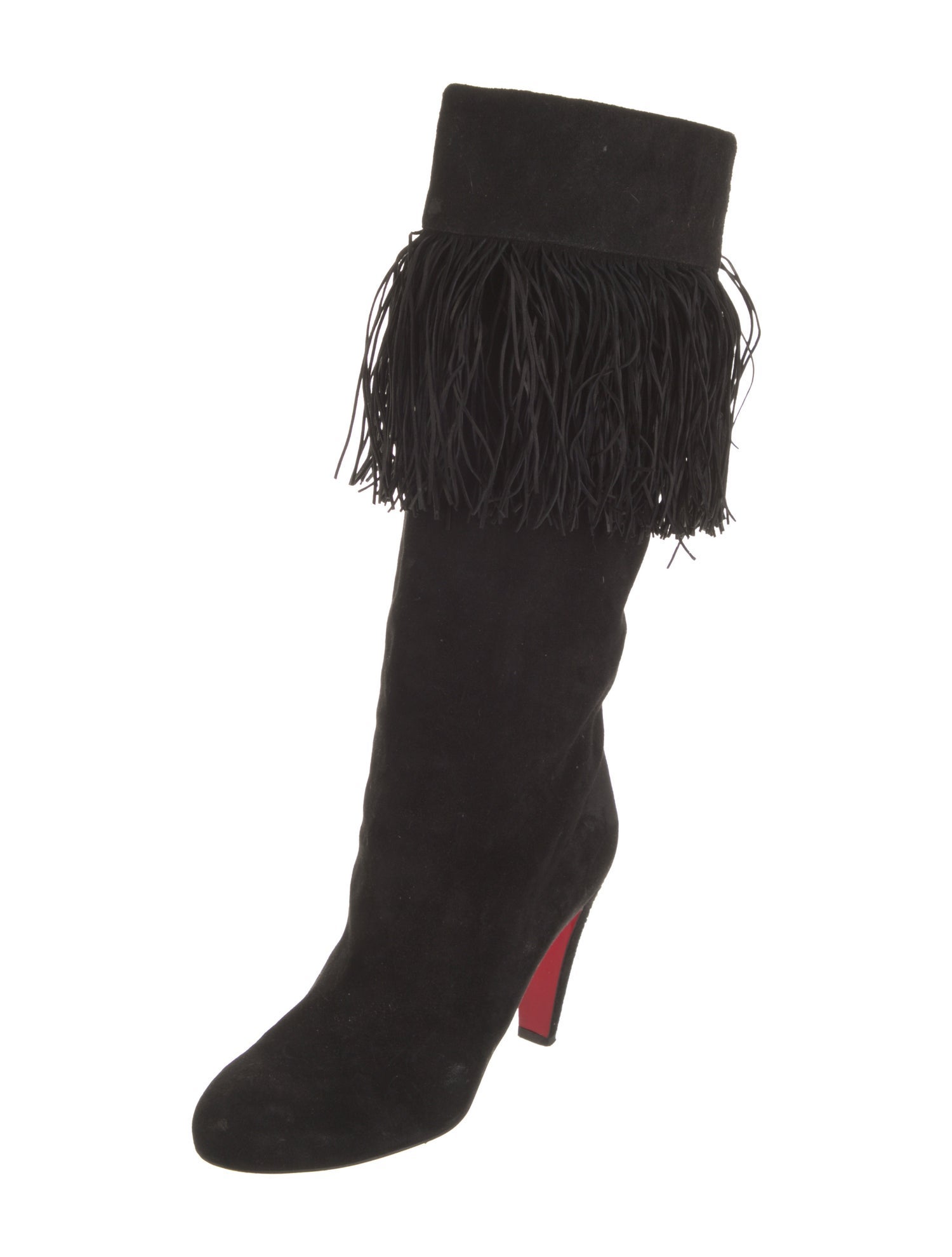 Christian Louboutin Suede Fringe Trim Accent Boots