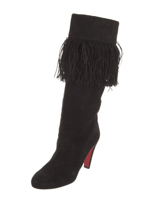 Christian Louboutin Suede Fringe Trim Accent Boots