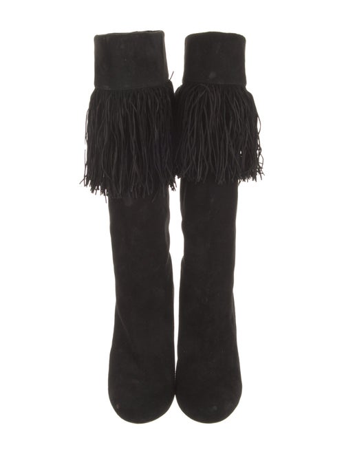 Christian Louboutin Suede Fringe Trim Accent Boots
