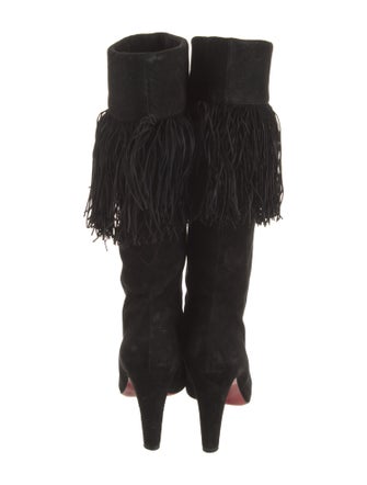 Christian Louboutin Suede Fringe Trim Accent Boots