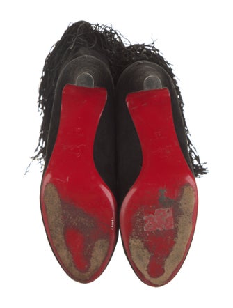 Christian Louboutin Suede Fringe Trim Accent Boots