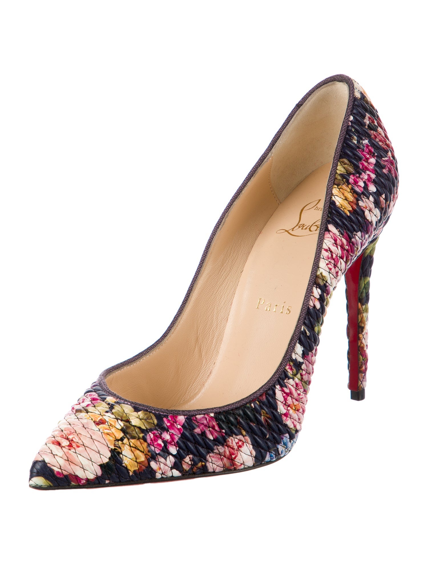 Christian Louboutin Leather Floral Print Pumps