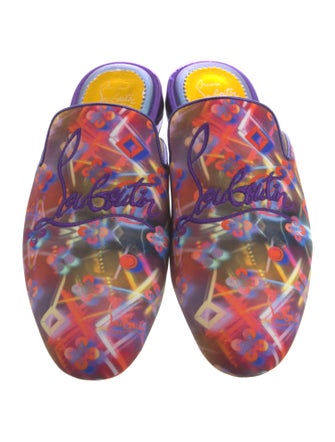 Christian Louboutin Printed Embroidered Accent Mules