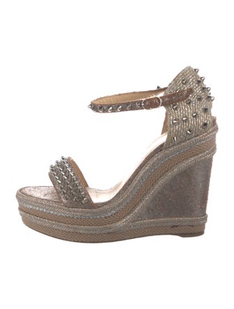 Christian Louboutin Leather Studded Accents Espadrilles