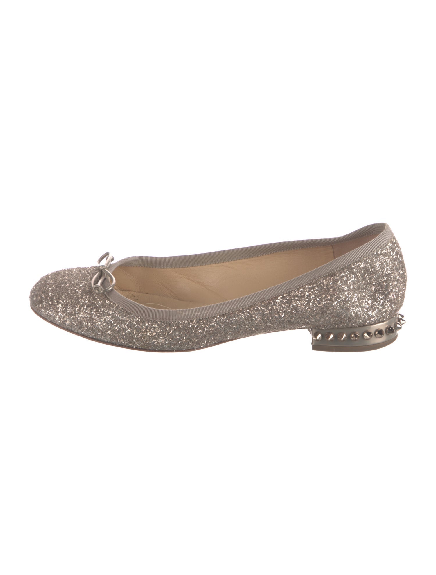 Christian Louboutin Spike Accents Glitter Ballet Flats