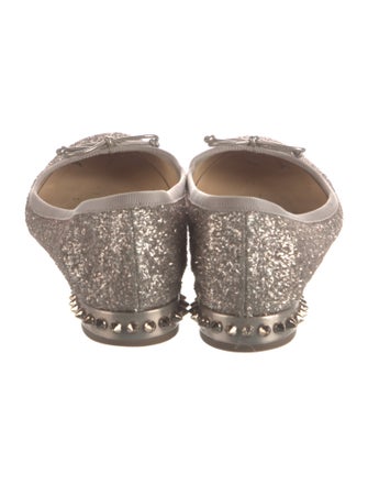 Christian Louboutin Spike Accents Glitter Ballet Flats