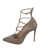 Christian Louboutin Suede Glitter Accents T-Strap Pumps