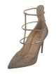 Christian Louboutin Suede Glitter Accents T-Strap Pumps