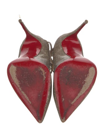 Christian Louboutin Suede Glitter Accents T-Strap Pumps