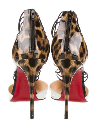 Christian Louboutin Patent Leather Animal Print T-Strap Pumps