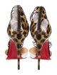 Christian Louboutin Patent Leather Animal Print T-Strap Pumps