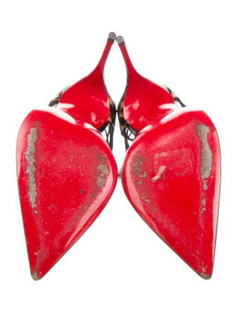 Christian Louboutin Patent Leather Animal Print T-Strap Pumps