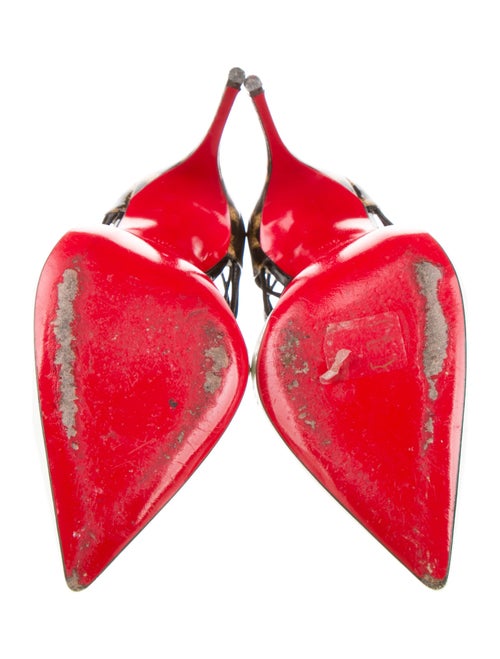 Christian Louboutin Patent Leather Animal Print T-Strap Pumps