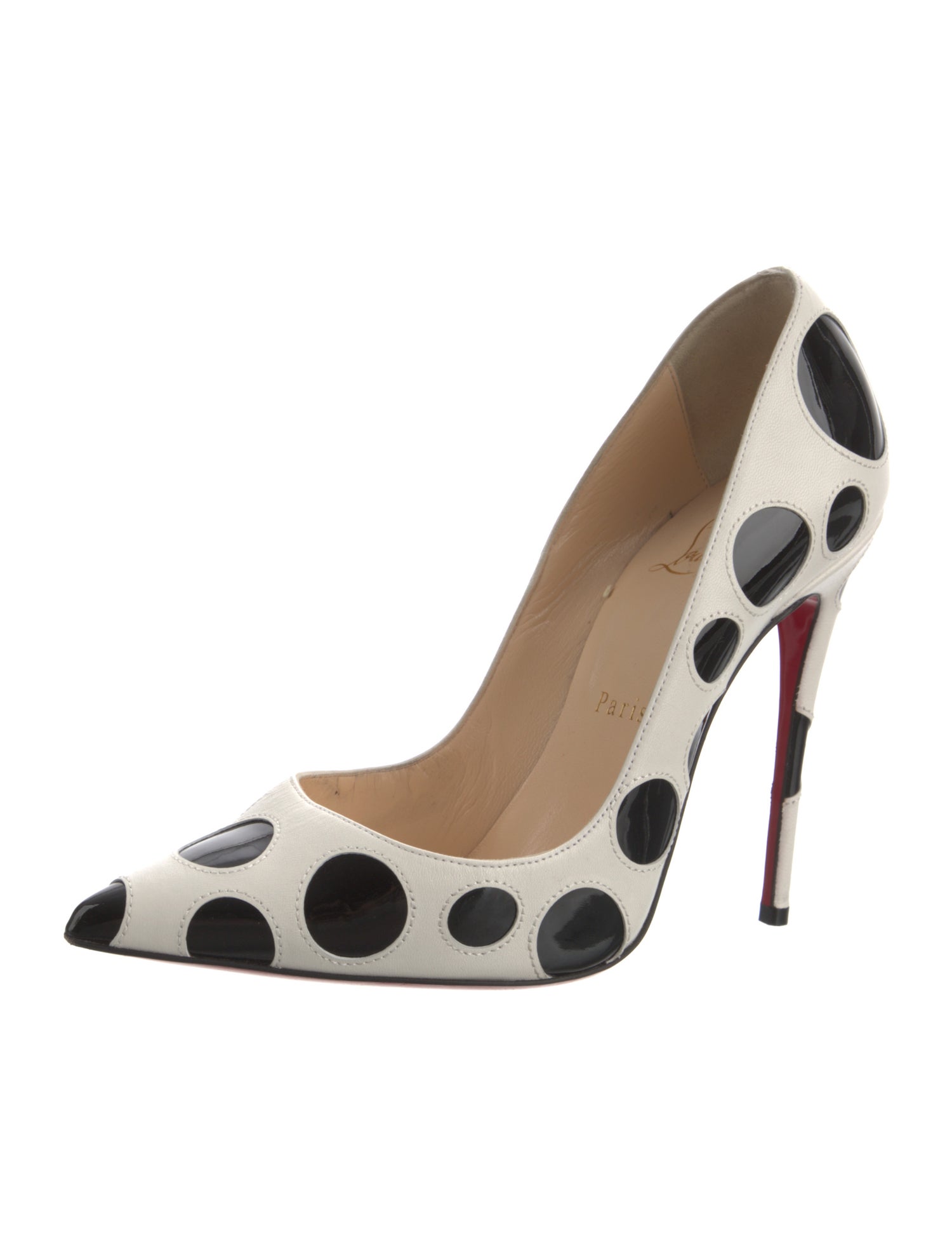 Christian Louboutin Leather Polka Dot Print Pumps
