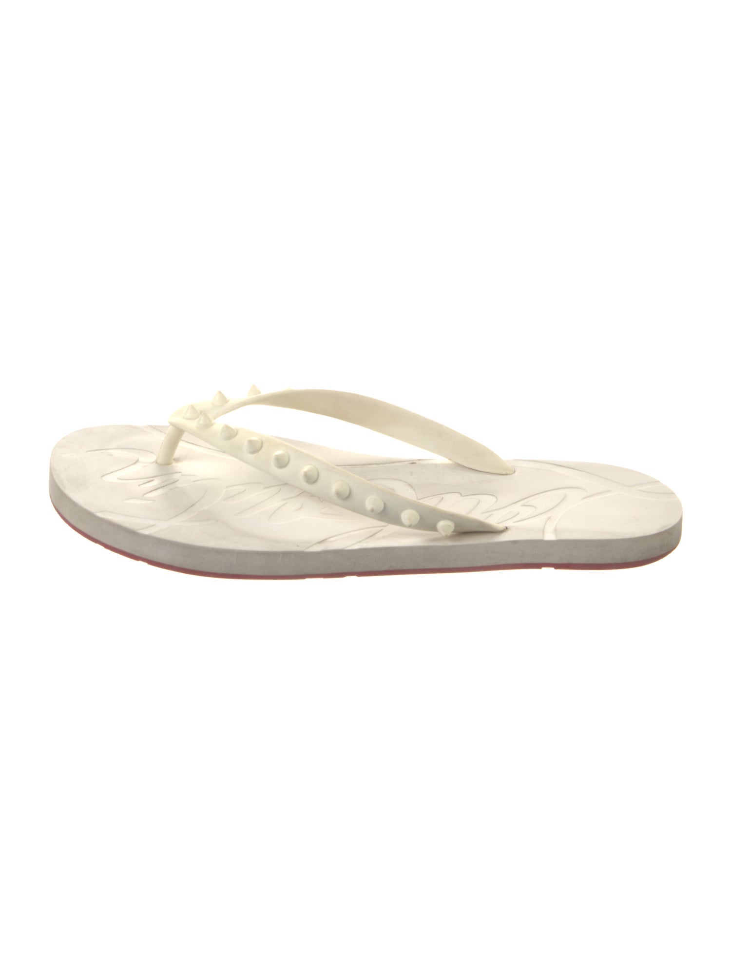 Christian Louboutin Spike Accents Rubber Flip Flops
