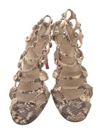 Christian Louboutin Lambskin Animal Print Slingback Sandals