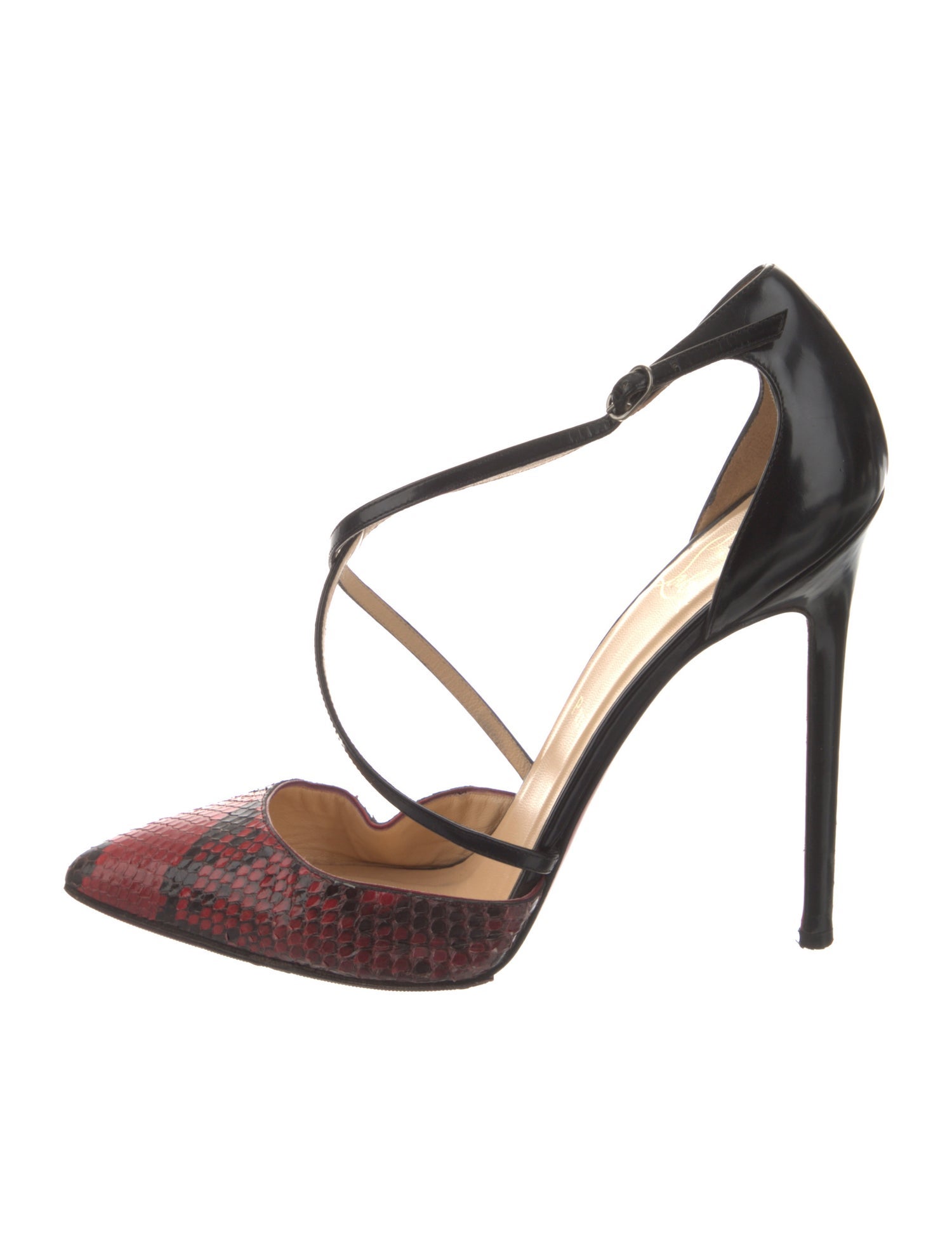 Christian Louboutin Leather Animal Print T-Strap Pumps