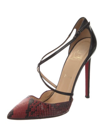 Christian Louboutin Leather Animal Print T-Strap Pumps