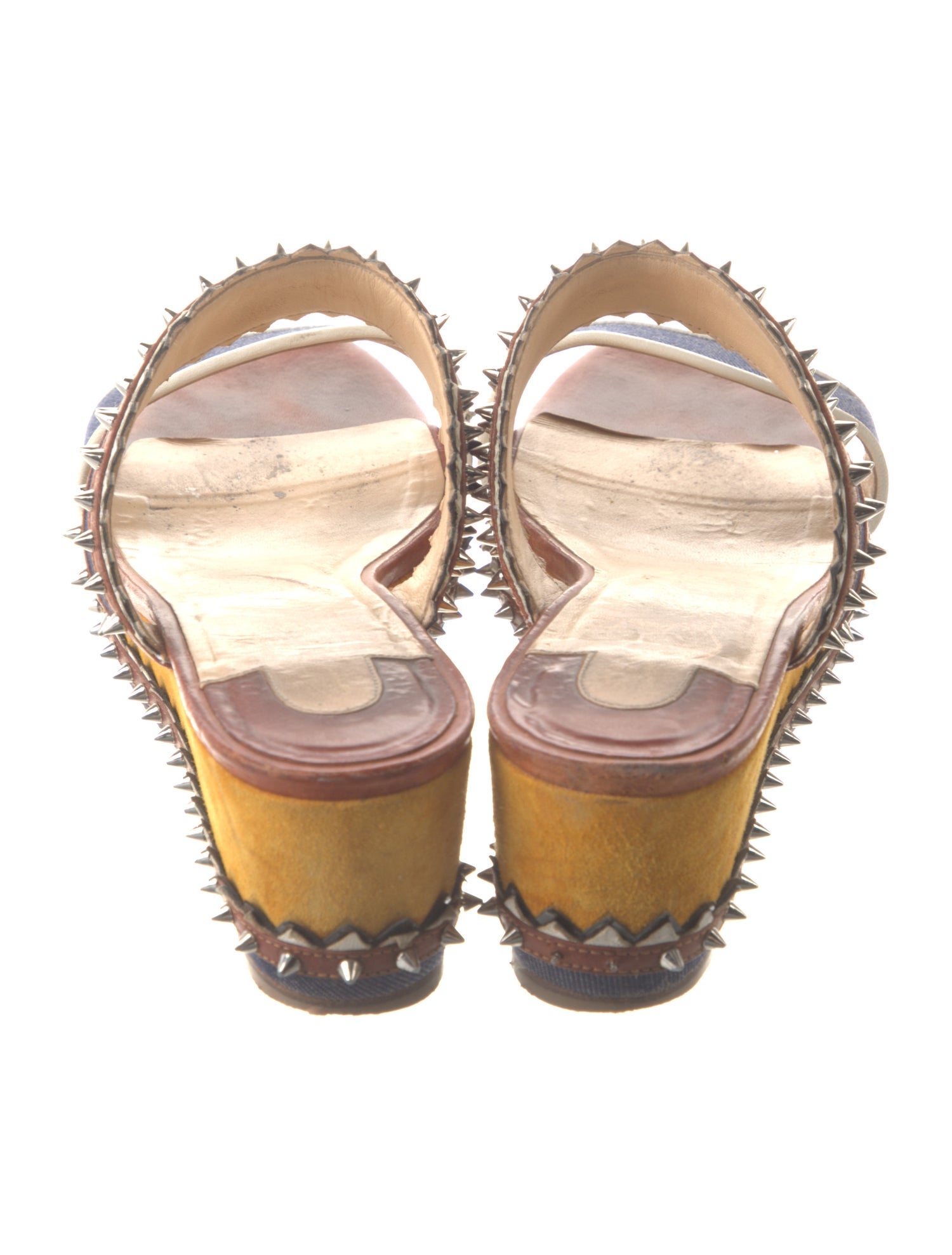 Christian Louboutin Denim Colorblock Pattern Slides