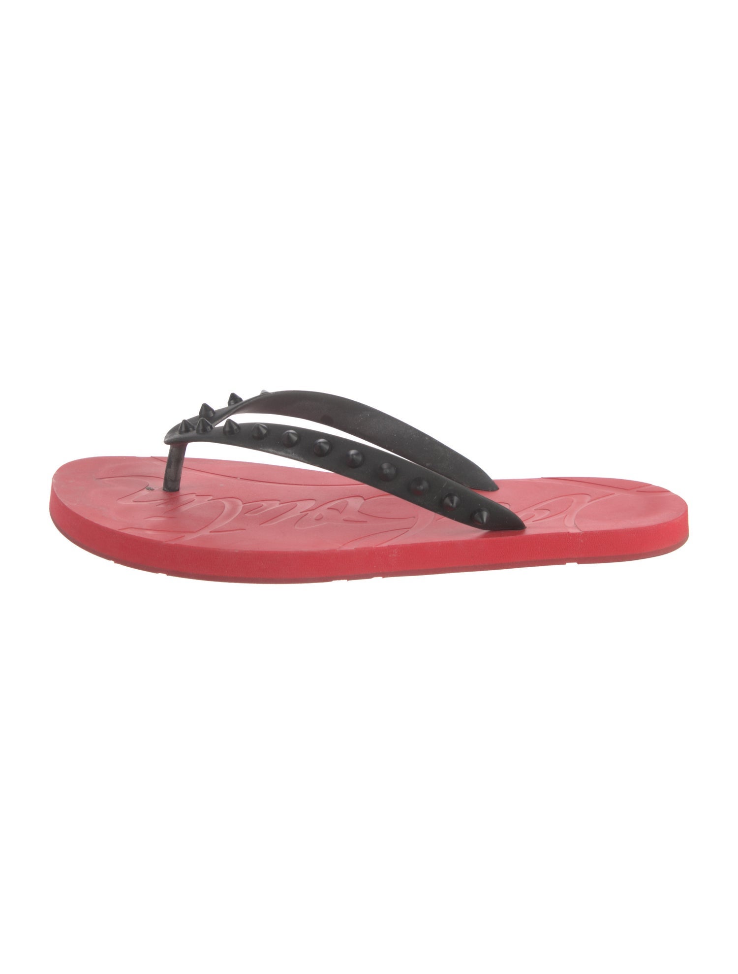 Christian Louboutin Spike Accents Rubber Flip Flops