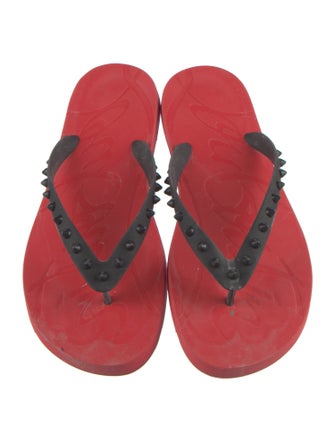 Christian Louboutin Spike Accents Rubber Flip Flops