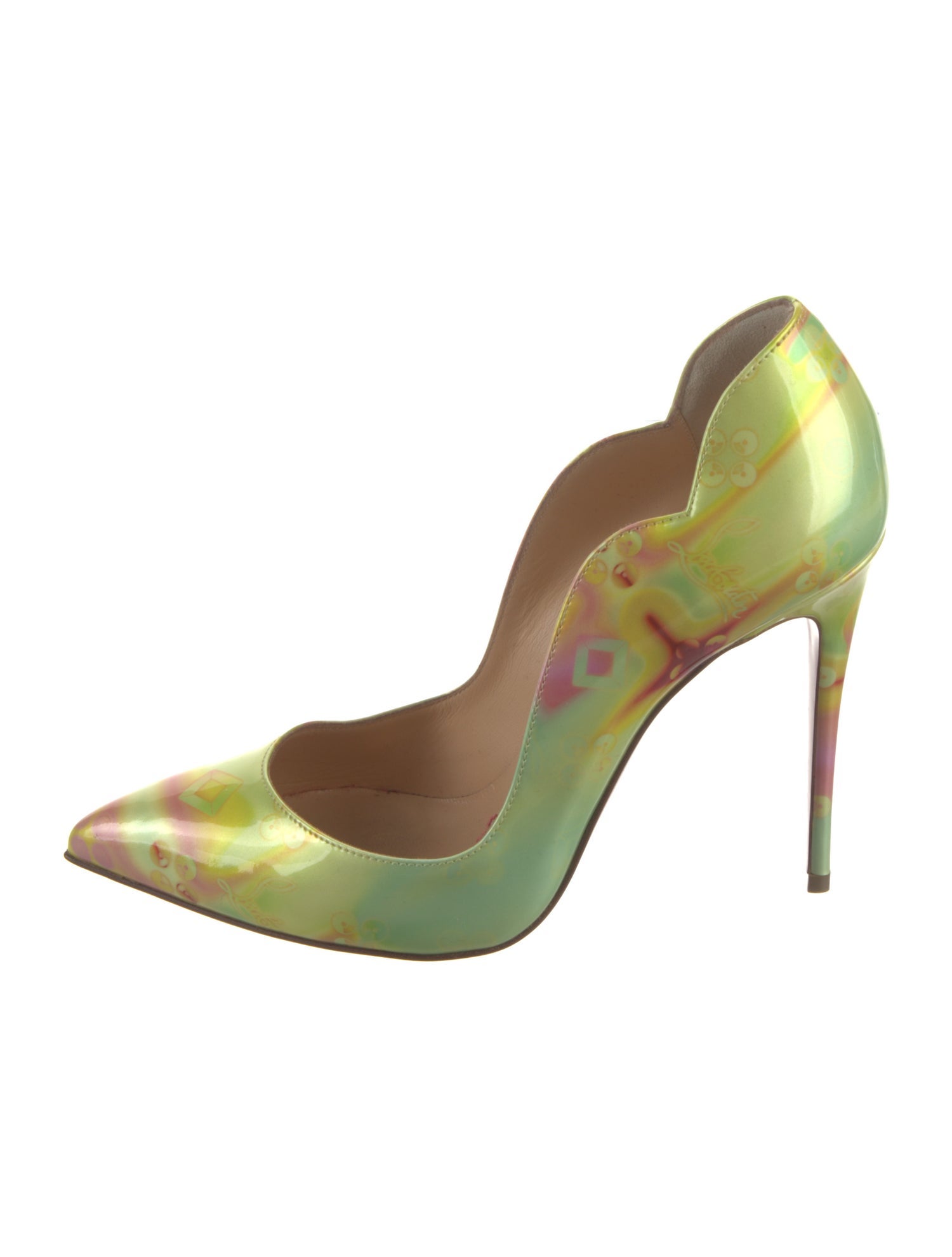 Christian Louboutin Patent Leather Tie-Dye Print Slingback Pumps