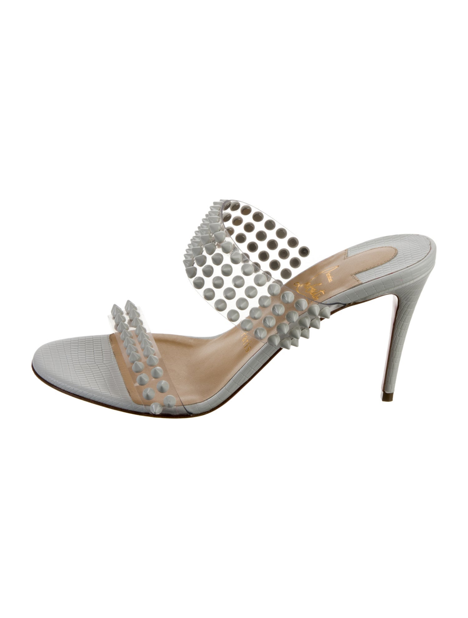 Christian Louboutin Spike Accents PVC Slides - White Sandals