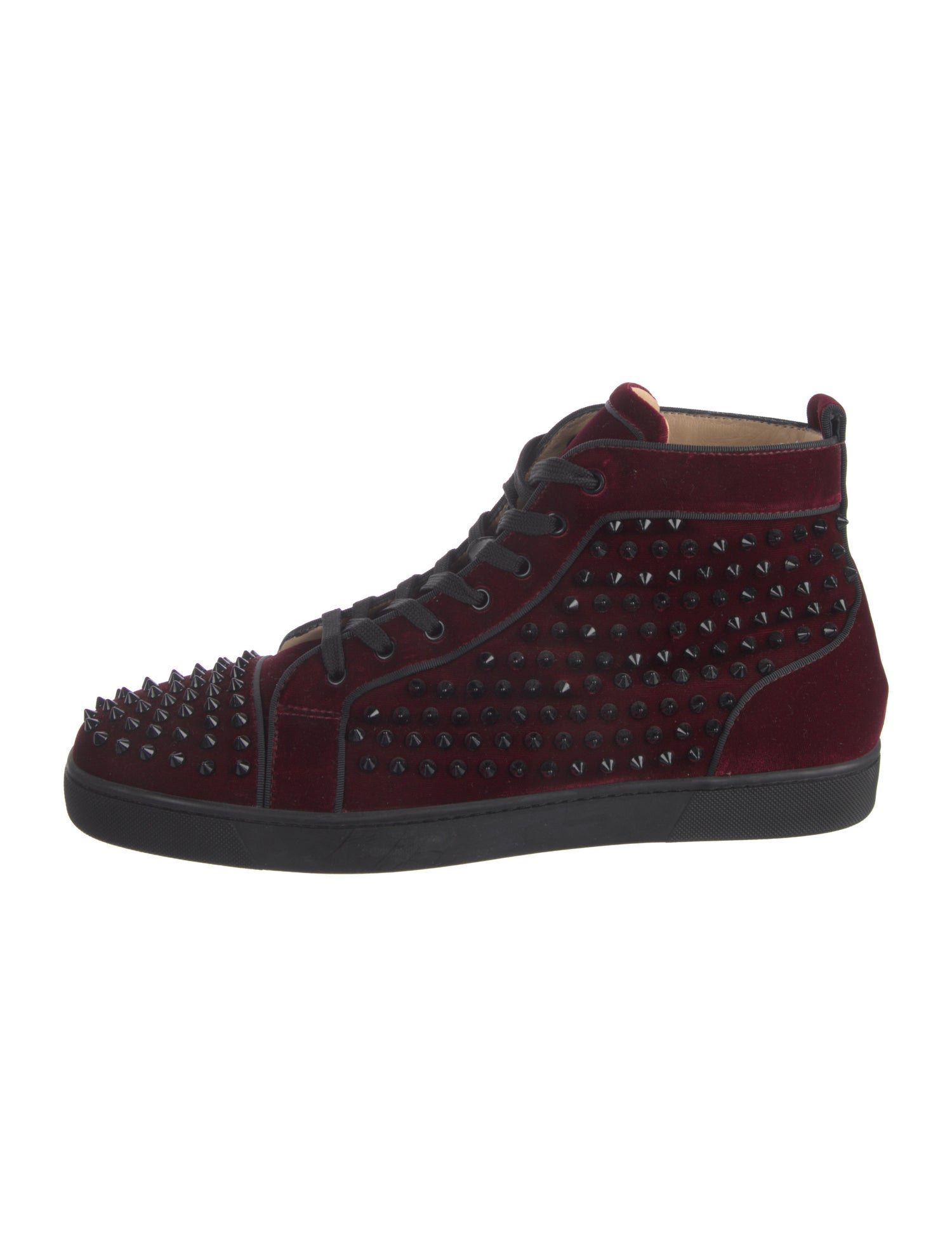 Christian Louboutin Spike Accents Velvet Sneakers