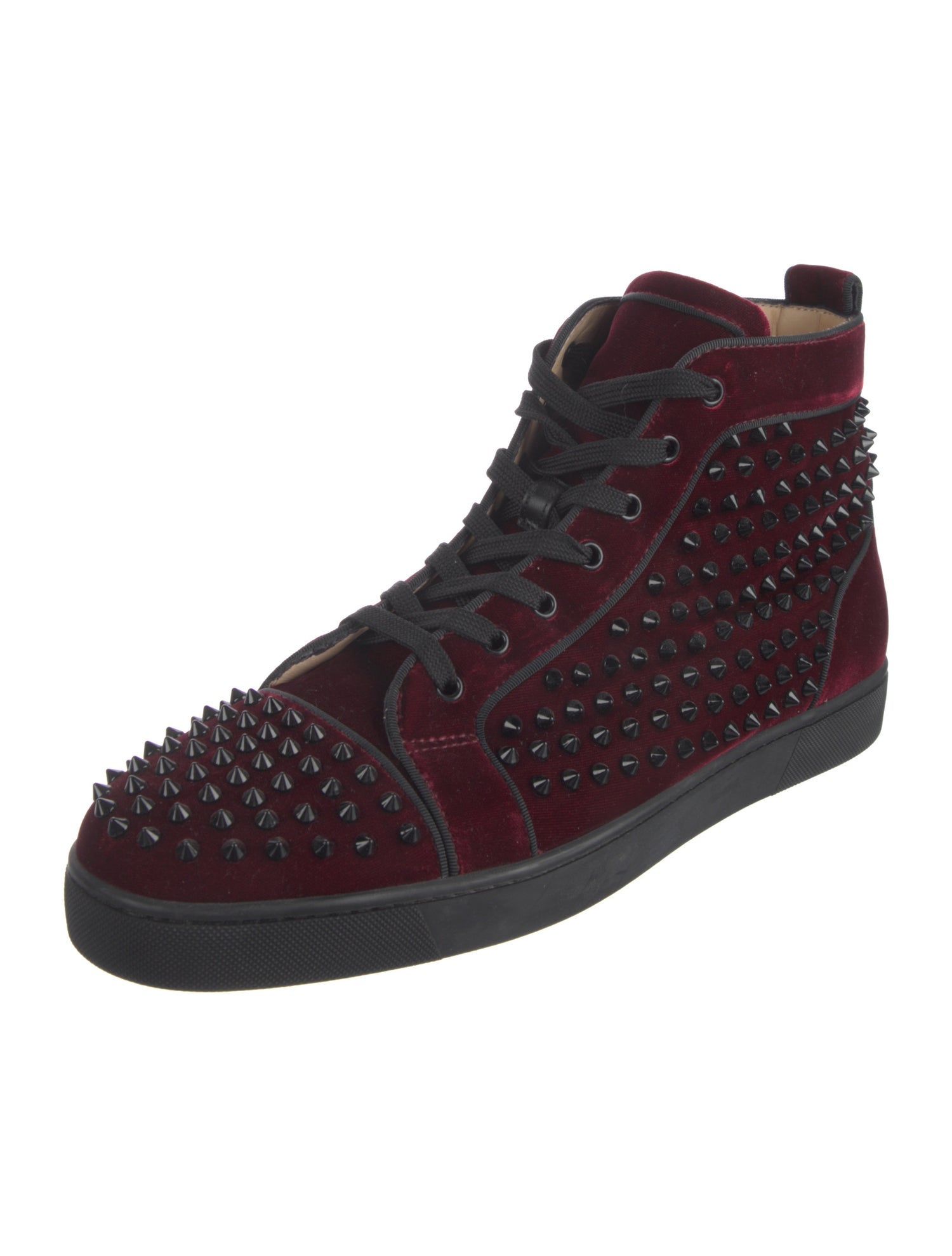 Christian Louboutin Spike Accents Velvet Sneakers