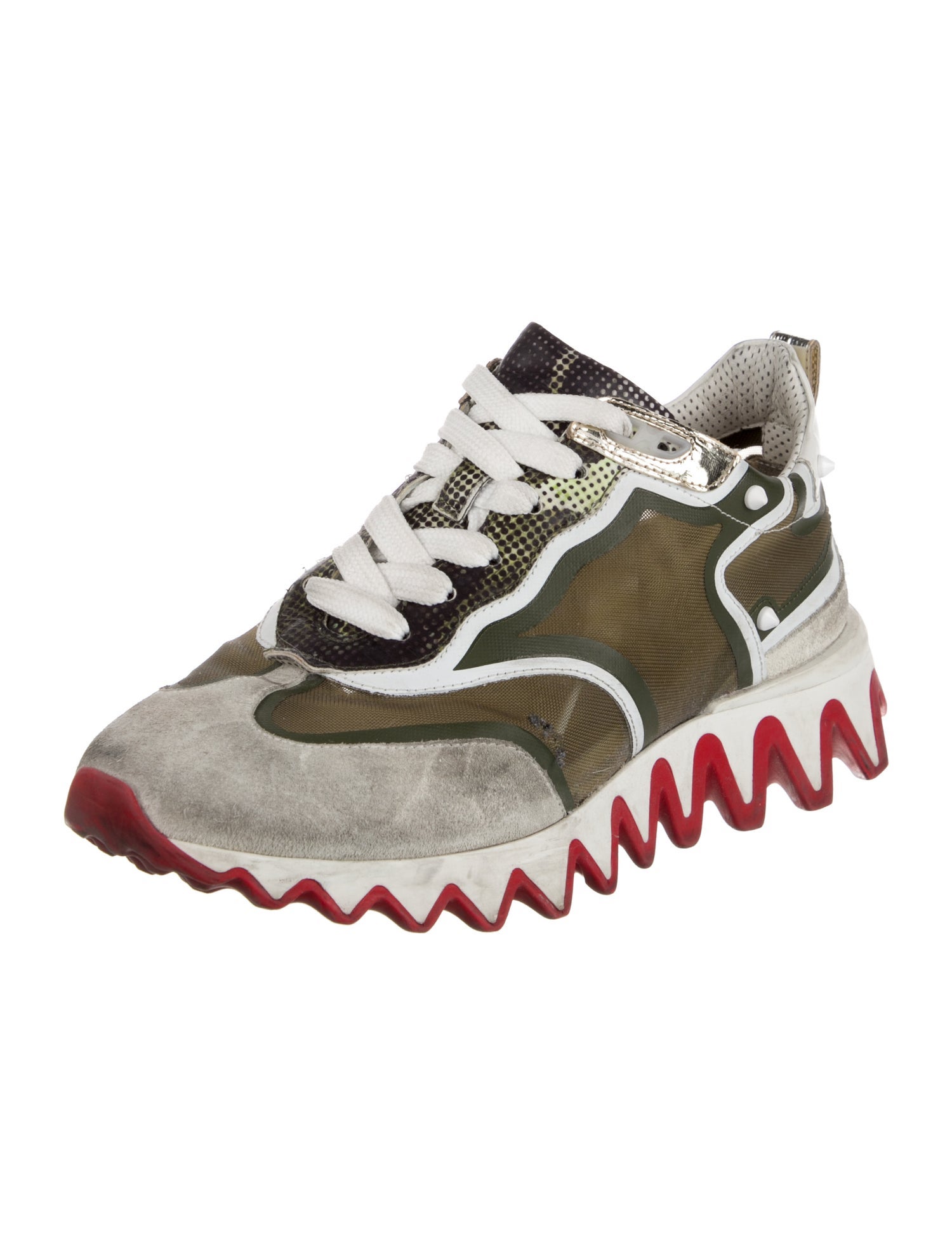Christian Louboutin Mesh Printed Athletic Sneakers