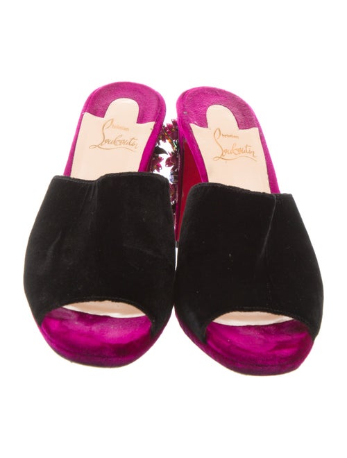 Christian Louboutin Velvet Crystal Embellishments Slides