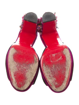 Christian Louboutin Velvet Crystal Embellishments Slides