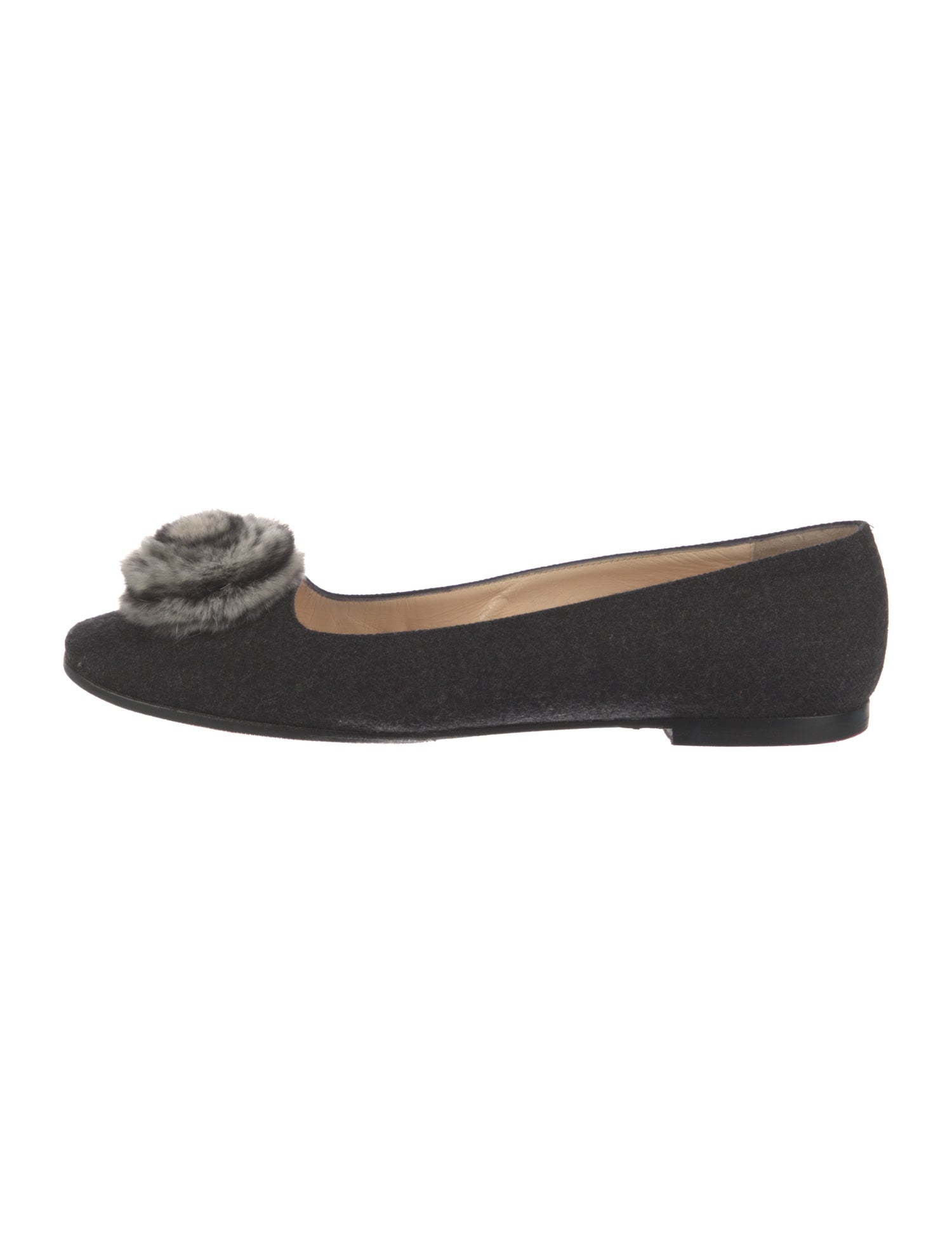 Christian Louboutin Fur Trim Flats