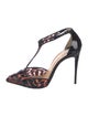 Christian Louboutin Mesh Printed T-Strap Pumps