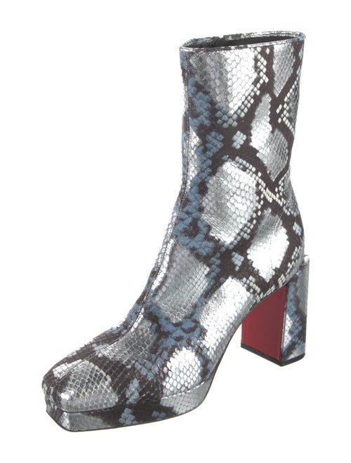 Christian Louboutin Leather Animal Print Lace-Up Boots