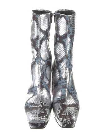 Christian Louboutin Leather Animal Print Lace-Up Boots
