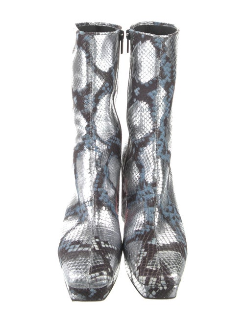 Christian Louboutin Leather Animal Print Lace-Up Boots