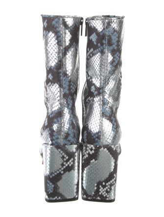 Christian Louboutin Leather Animal Print Lace-Up Boots