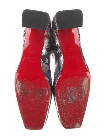 Christian Louboutin Leather Animal Print Lace-Up Boots