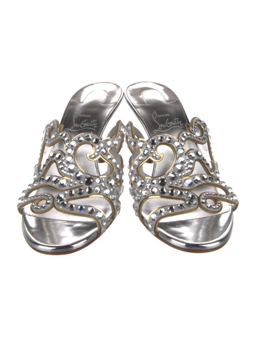 Christian Louboutin Patent Leather Crystal Embellishments Slides