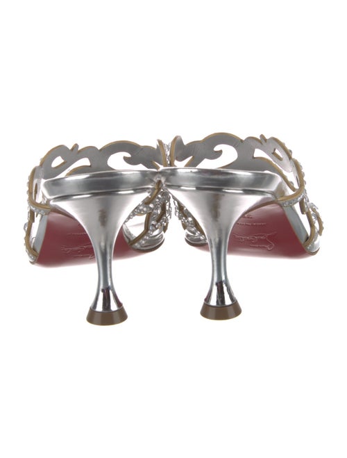 Christian Louboutin Patent Leather Crystal Embellishments Slides