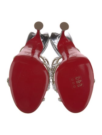 Christian Louboutin Patent Leather Crystal Embellishments Slides
