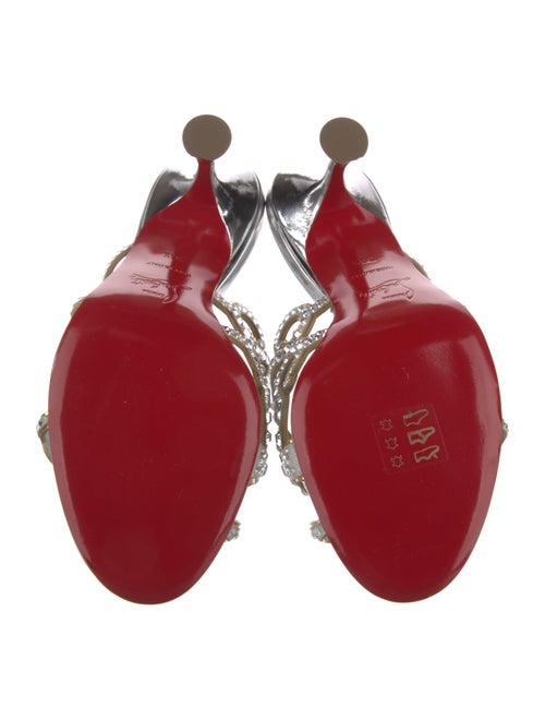 Christian Louboutin Patent Leather Crystal Embellishments Slides