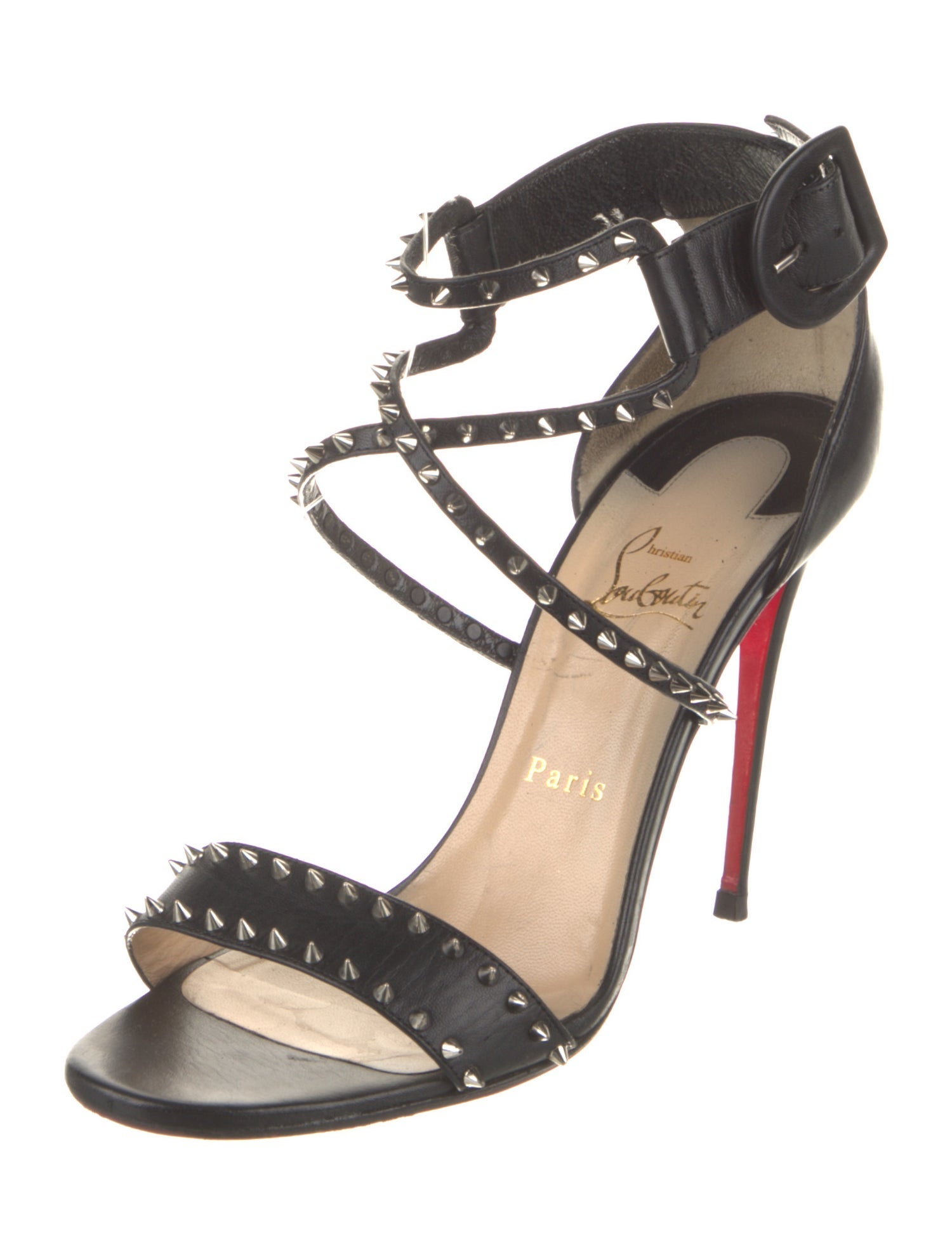 Christian Louboutin Spike Accents Leather Sandals