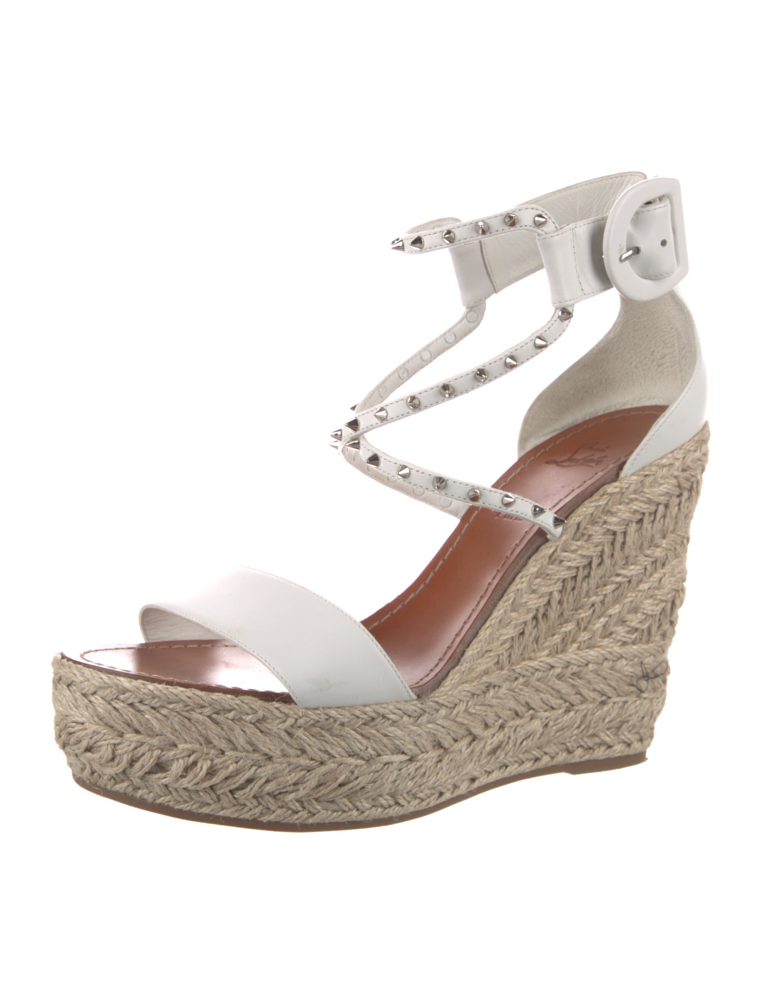 Christian Louboutin Spike Accents Leather Espadrilles