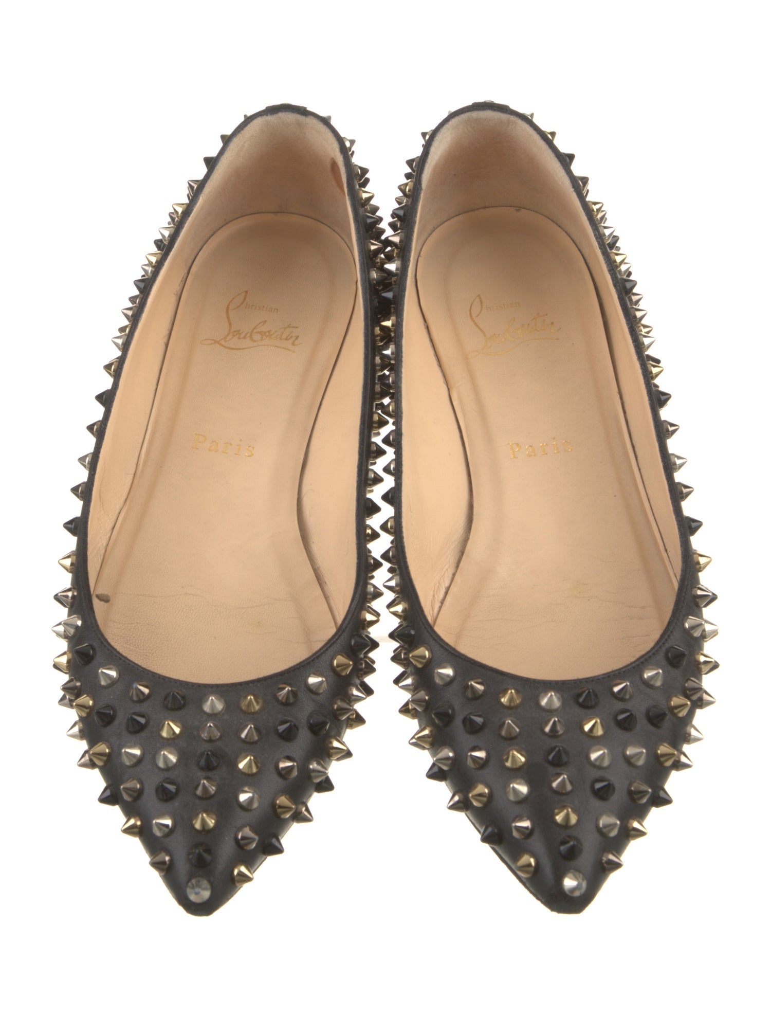 Christian Louboutin Spike Accents Leather Flats