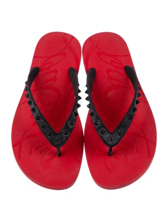 Christian Louboutin Spike Accents Rubber Flip Flops