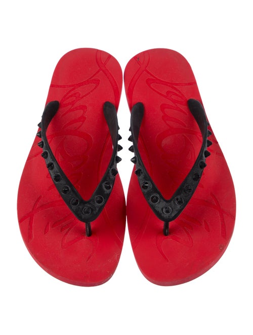 Christian Louboutin Spike Accents Rubber Flip Flops