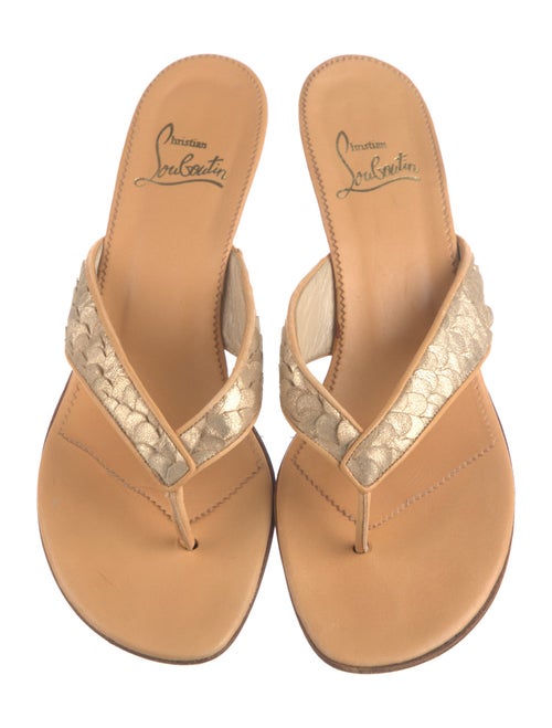 Christian Louboutin Leather Glitter Accents Slides